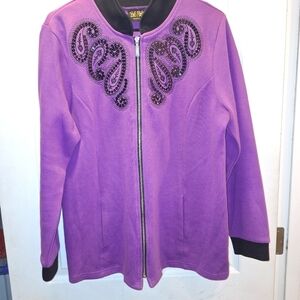 Bob Mackie Purple Jacket Women's Embellished Size Large